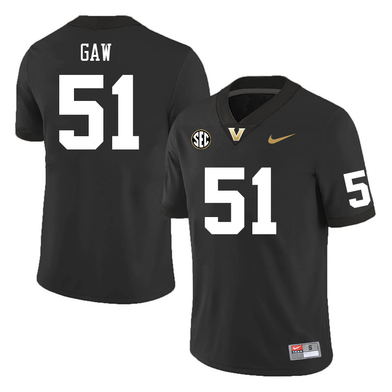 Vanderbilt Commodores #51 Daniel Gaw College Football Jerseys Sale Stitched-Black